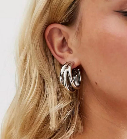 Korean Trihoop Earrings For Women and Girls
